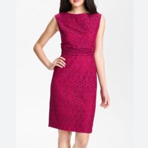Adrianna Papell Raspberry Lace Dress Size 6